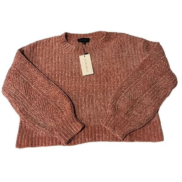 NWT Mauve Chenille Crew Neck Sweater - Picture 1 of 5